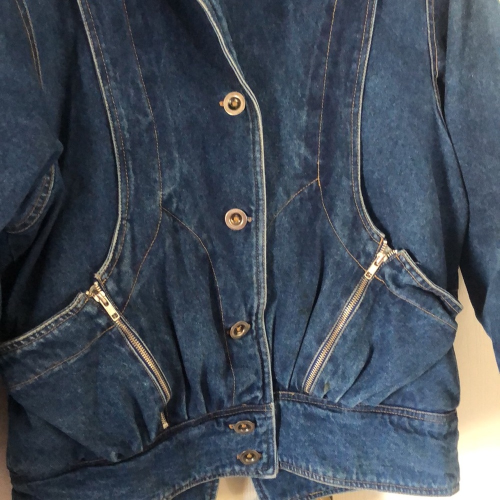 Woman’s Y2k unique retro rare VTG Denim Blue jean Jacket - Picture 4 of 16